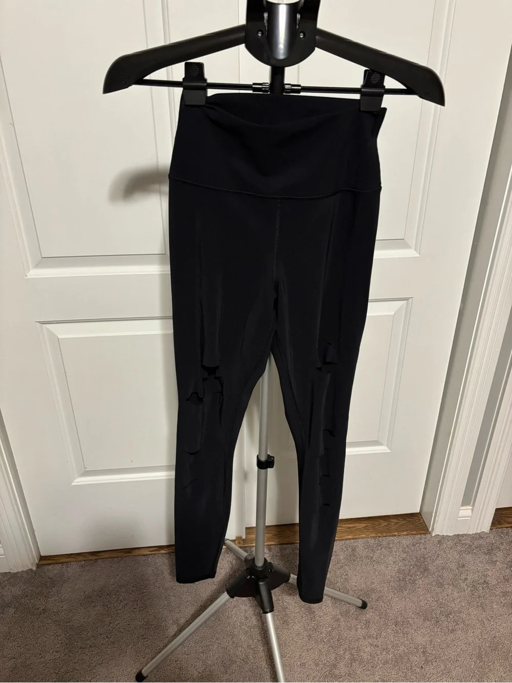 ALO Yoga Black High-Waist Distressed Leggings